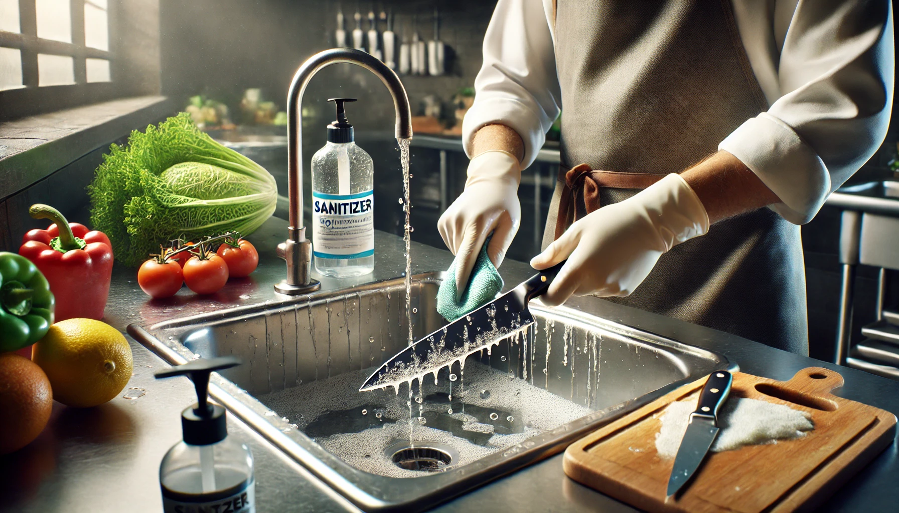 when must a knife be cleaned and sanitized